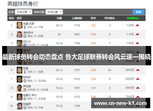 最新球员转会动态盘点 各大足球联赛转会风云逐一揭晓